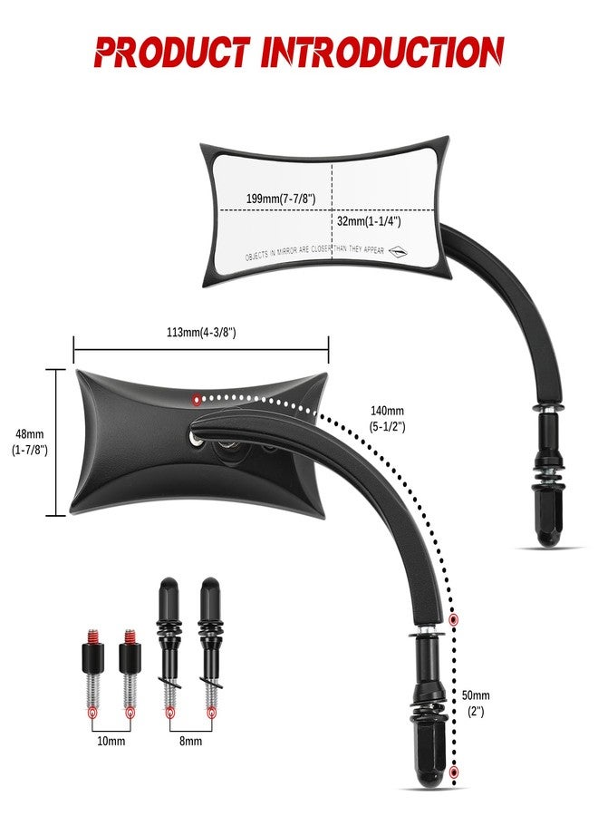 MISS MOLY Black Sportster Mirrors for Harley Road King Street Electra Glide Road Glide Dyna Softail Rearview 1982-2018 2019 2020 (Black#4), LXECBUS242 - Image 4