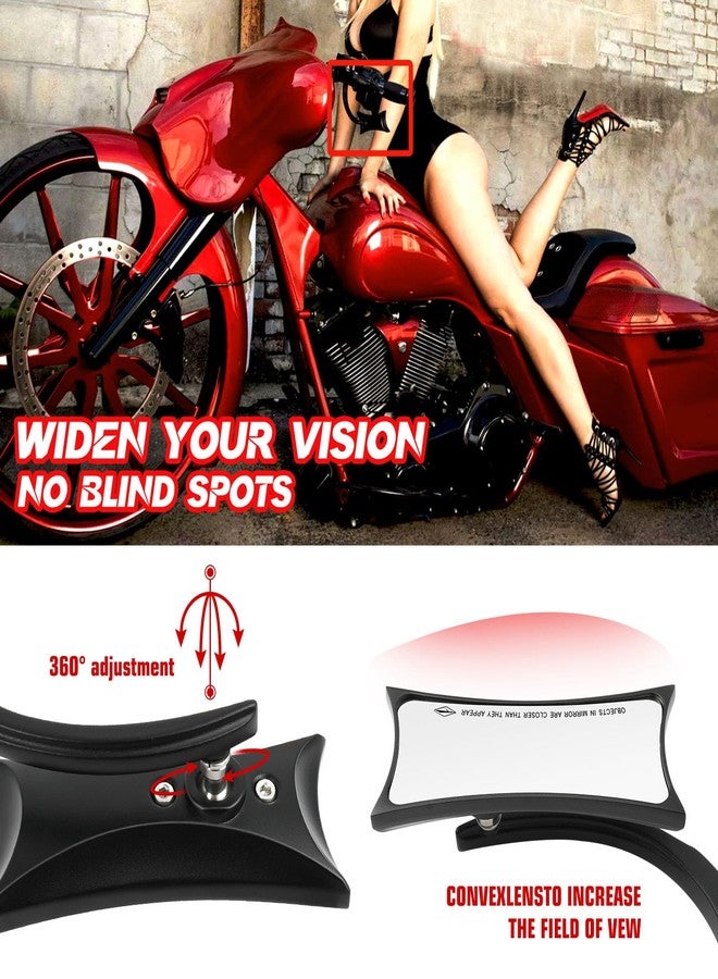MISS MOLY Black Sportster Mirrors for Harley Road King Street Electra Glide Road Glide Dyna Softail Rearview 1982-2018 2019 2020 (Black#4), LXECBUS242 - Image 2