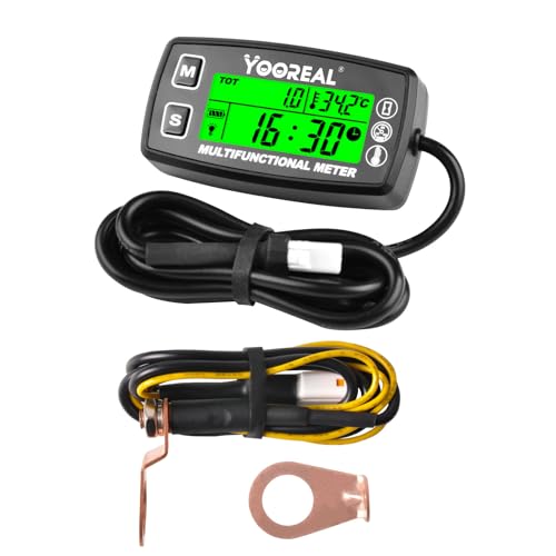 Yooreal Digital Tach Hour MeterSmall Engine Temperature GaugeBacklit TachometersWaterproof for Scooter Mini Bike Motorcycle Lawn Tractor Generator Dump Truck - Image 1
