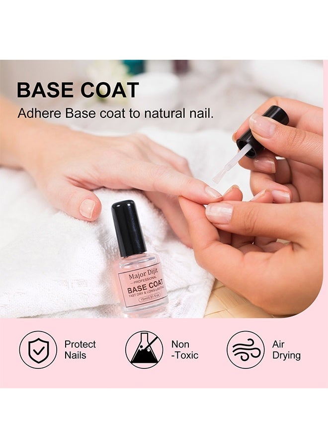 MAJOR DIJIT 3 Pcs Quick Dry Nail Polish Set, Base Coat, Top Coat, Nail & Cuticle Oil, High-Gloss, Long-Lasting, Air-Dry, Non-Gel, Great for Home Manicures,15ml/0.45oz - Image 4