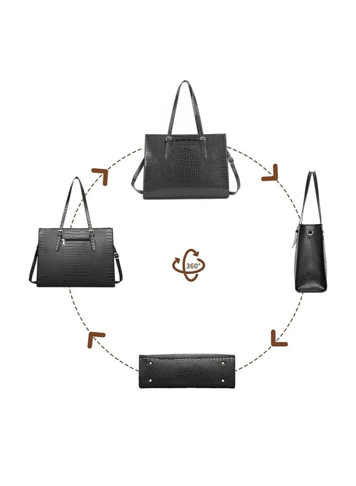 شبيلي حقيبة كمبيوتر محمول للسيدات، حقيبة كتف للأعمال مصنوعة من جلد البولي يوريثان خفيفة الوزن مقاومة للماء وحقيبة مكتب، حقيبة يد ذات سعة كبيرة وحقيبة كروس وحقيبة جانبية للفتيات وطلاب الجامعات - Image 5