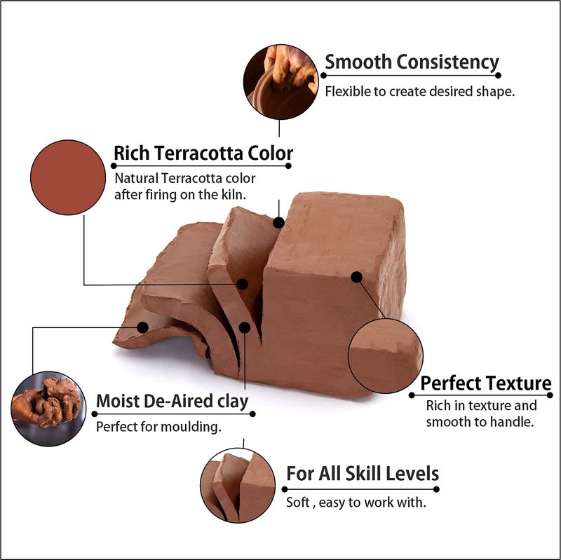 Old Potters Low Fire Pottery Clay (Cones 06-2) Art Modeling Clay, Ideal for Wheel Throwing and Hand Building, Pottery Clay for Sculpting, Beginners, and Advanced, 10 lbs Terra Cotta - Image 2