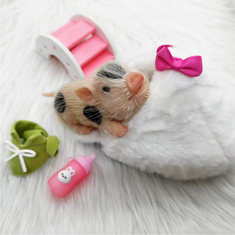 VOLOBE 5 Inches Silicone Piglet Soft Mini Realistic Silicone Animal with Silicone Piglet Accessories for Kids Boy Girl Birthday Tony - Image 3
