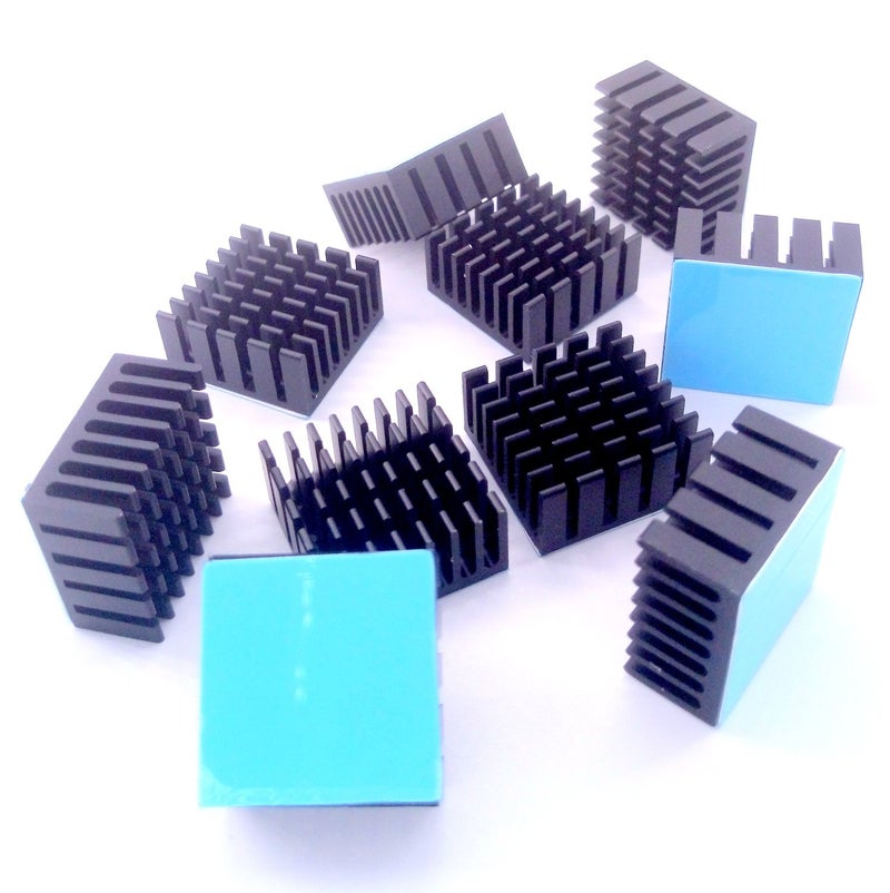Easycargo 10pcs 20mm Heatsink Kit 20x20x10mm + 3M 8810 Thermal Conductive Adhesive Tape, Cooler Heat Sink for Cooling GPU IC Chips VRAM VGA RAM (20mmx20mmx10mm)