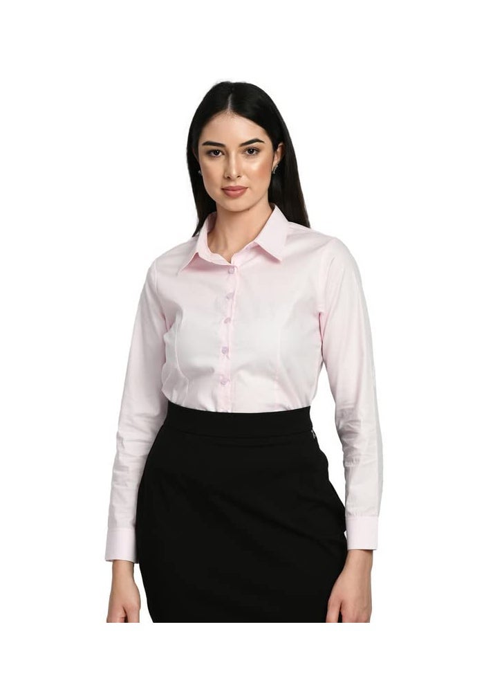 Exude Pink Solid Formal Shirt for Women - Image 1