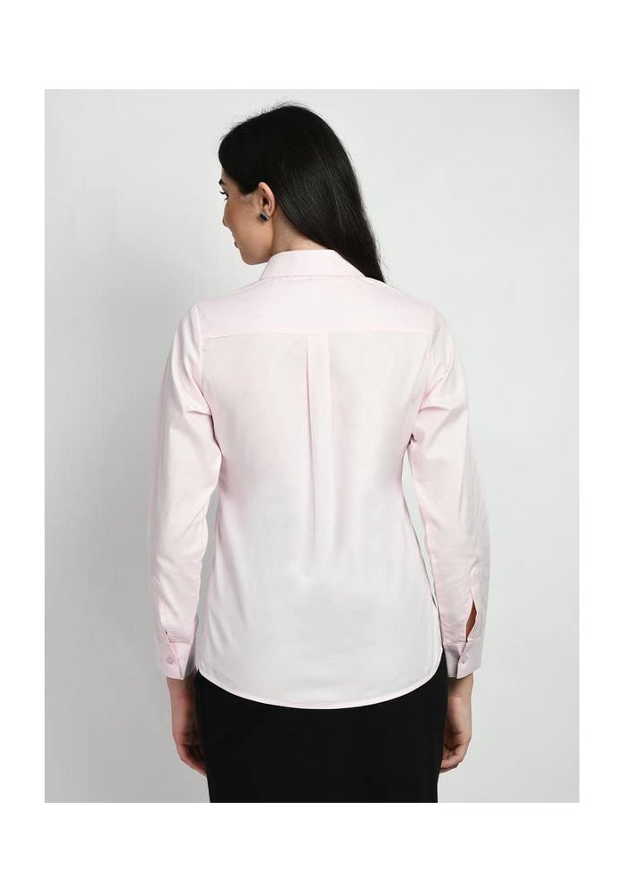 Exude Pink Solid Formal Shirt for Women - Image 3