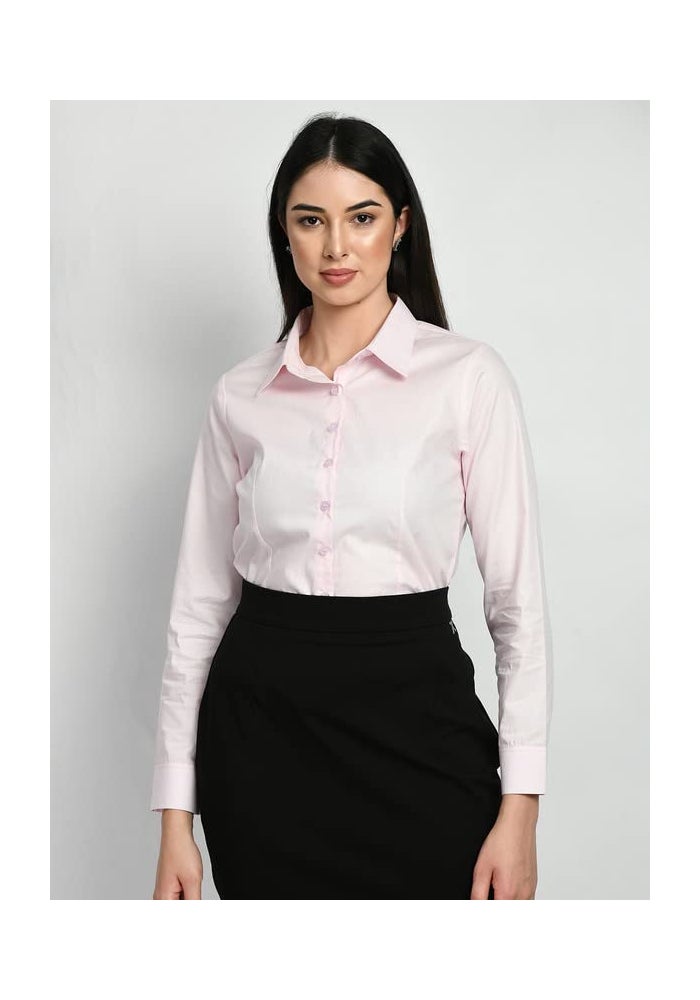 Exude Pink Solid Formal Shirt for Women - Image 4