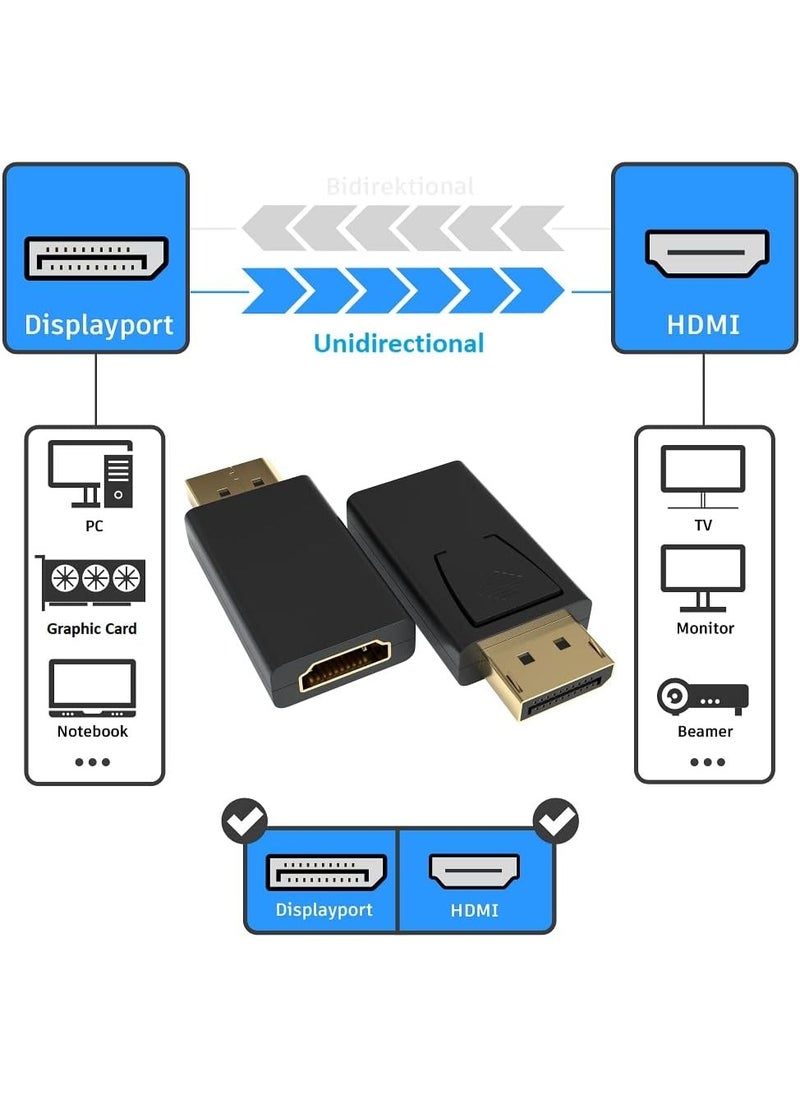 ماركة غير محددة محول DisplayPort (DP) ذكر إلى HDMI أنثى – بدقة 4K – لون أسود  - Image 4