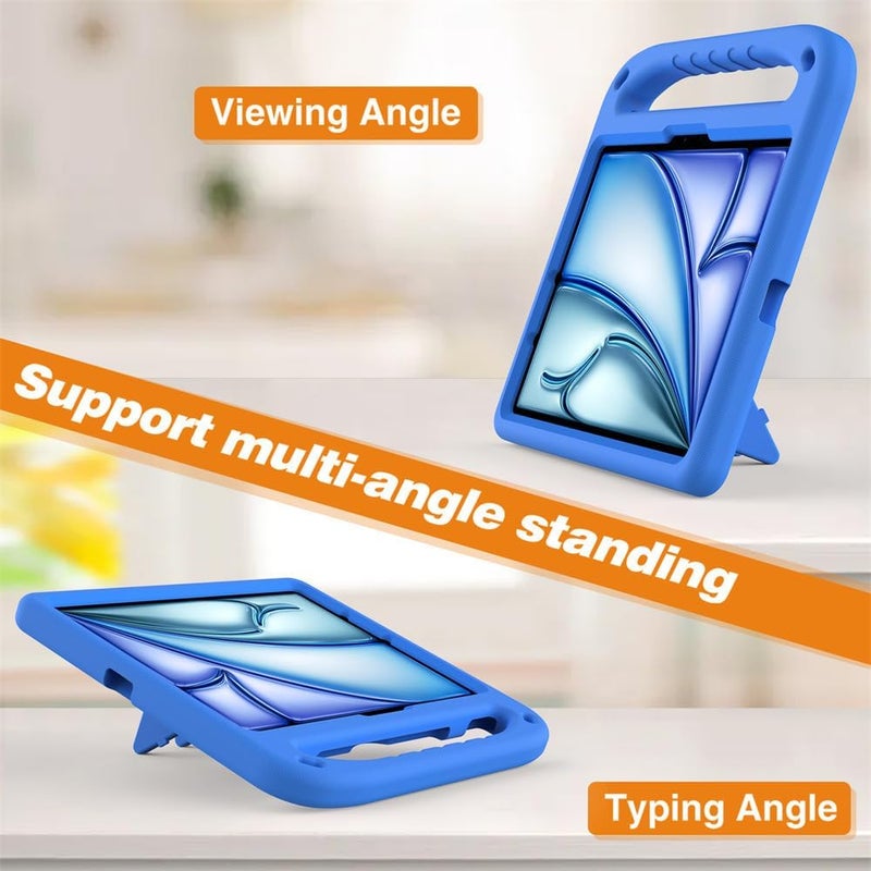 Beauenty For Ipad Pro 11 2024 Ipad Air 11 2024 Kids Case, Lightweight Kid Friendly Shockproof Protective Case Handle Stand Heavy Duty Tablet Cover (Blue) - Image 5