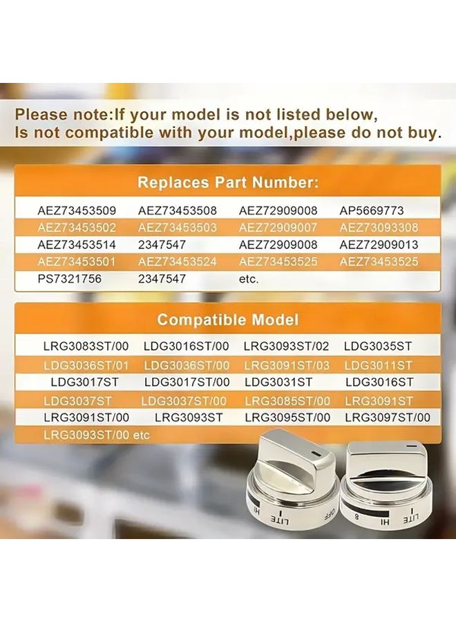 5 Pack Stainless Steel Stove Knob Replacement For Lg Gas Range Oven - Image 5