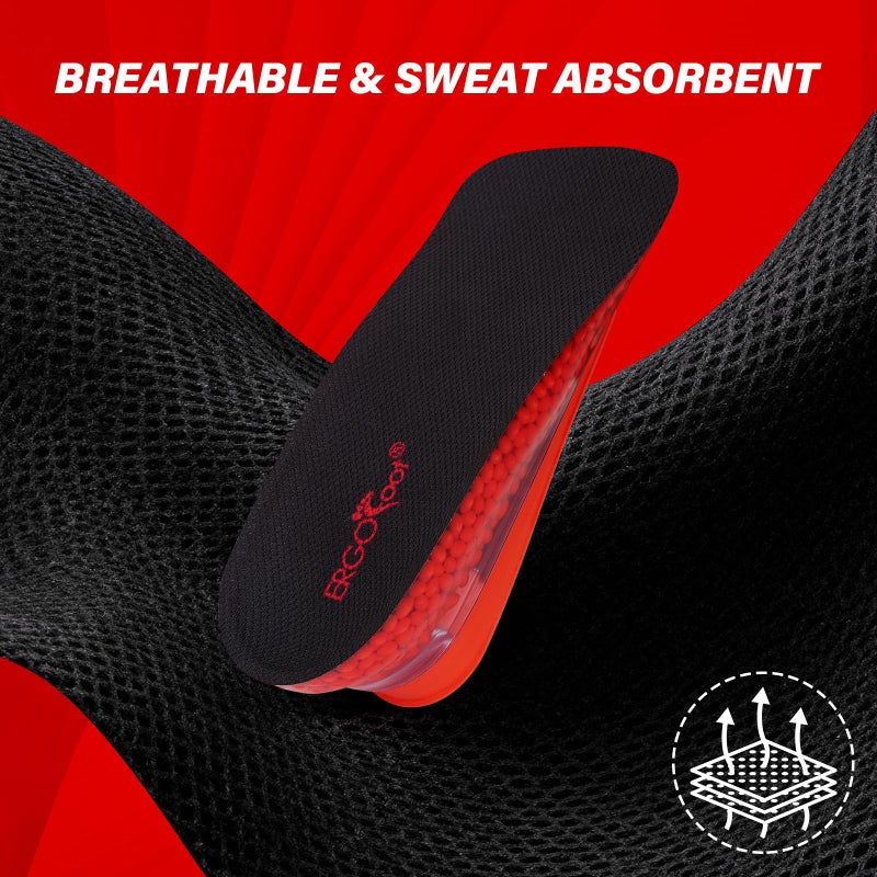 ERGOfoot Height Increase Insoles for Men Women, Adjustable Heel Lifts Up to 1.8 Inches, 3/4 Length Heel Cushion Inserts, All-Day Shock Absorption and Cushioning - Image 3