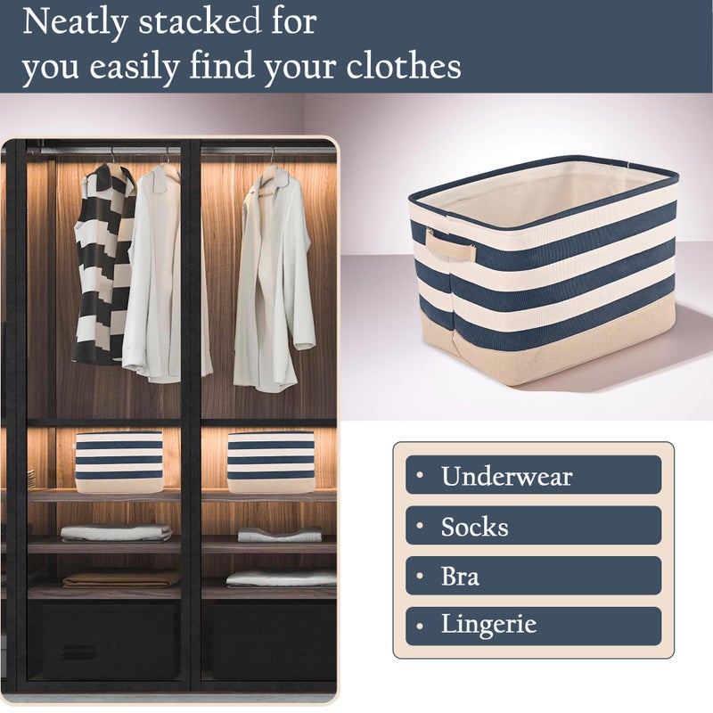 Kuber Industries Kuber Industries (Set of 3) Foldable Cosmetic & Skincare Dressing Table Organizer | Space-Saving Storage Boxes for Makeup Items/Hair Gadgets & Jewellery Holder | GM-30-BLU | White & Blue Stripe - Image 5