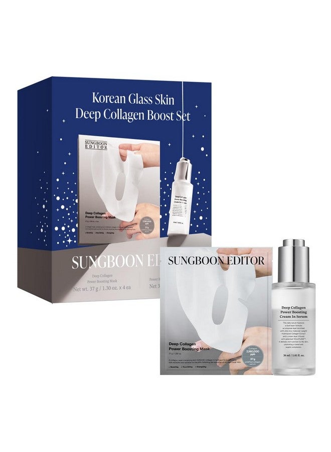 SUNGBOON EDITOR Korean Glass Skin Deep Collgen Boost Set | Real Collagen 2,160,000PPB for Elasticity | Hydrating Collagen Face Mask | Face Serum for Women | Korean Skin Care Set - Image 1