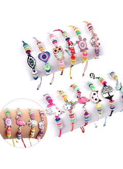 Generic 12 Pcs Kids Girls Women Bracelets Jewelry Animal Pendant Unicorn Owl Cute Women Bracelet Multicolor Rhinestone Woven Friendship Bracelets for Party Favors Pretend Play Bracelets Kids  - Image 1