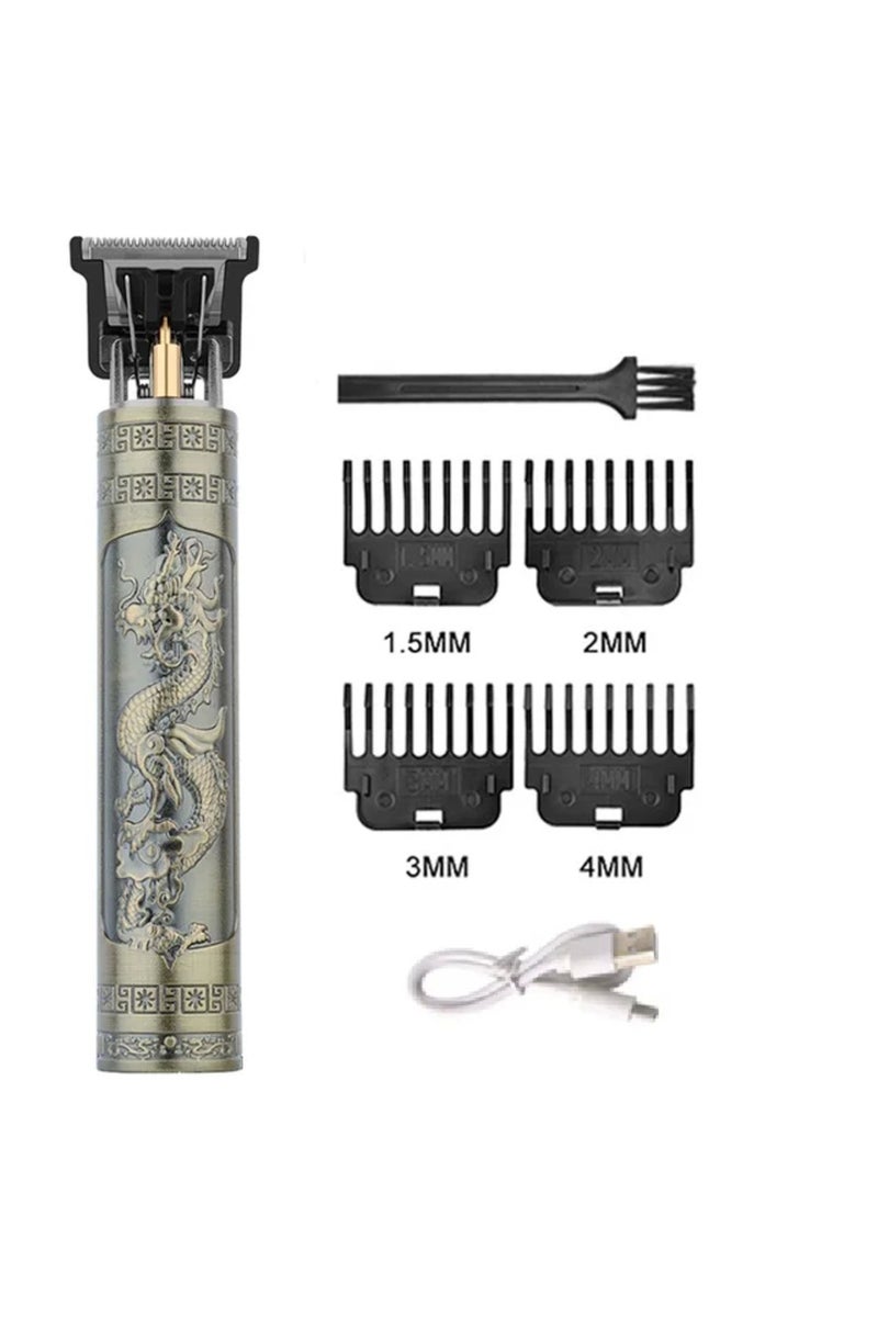 060-BronzeDragon Carving Hair Clipper Professional Hair Cutting Machine Barber Rechargeable Hair Tri