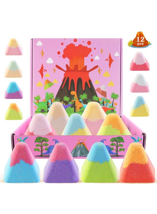 NPET 12Pcs Volcano Bath Bombs Set, Unique Macaroon Color Volcano Design Bath Bombs, 12 Different Scents Bath Bombs for Relax Skincare Favors for Kids Boys Girls - Image 1