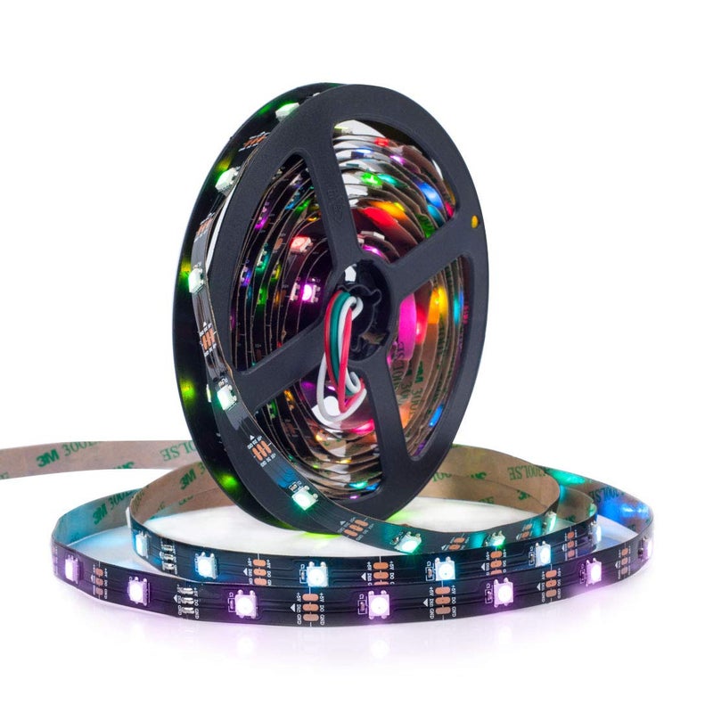 BTF-LIGHTING WS2812B ECO RGB Alloy Wires 5050SMD Individual Addressable 16.4FT 30Pixels/m 150Pixels Flexible Black PCB Full Color LED Pixel Strip Dream Color IP30 Non-Waterproof DIY Project Only DC5V - Image 1