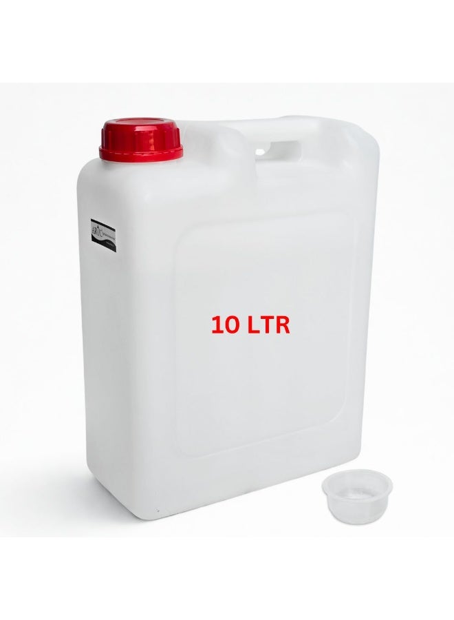 ARTC 10L Heavy Duty HDPE Plastic Jerrycan Bottle & Container | Double Lid Leak-Proof Transparent White For Water, Fuel, Oil & Liquid Storage | Multipurpose Food Grade & Chemical Safe for Industrial, Shipping, Camping, Home, Kitchen, Storage,  Outdoor and Indoor Use - Image 1