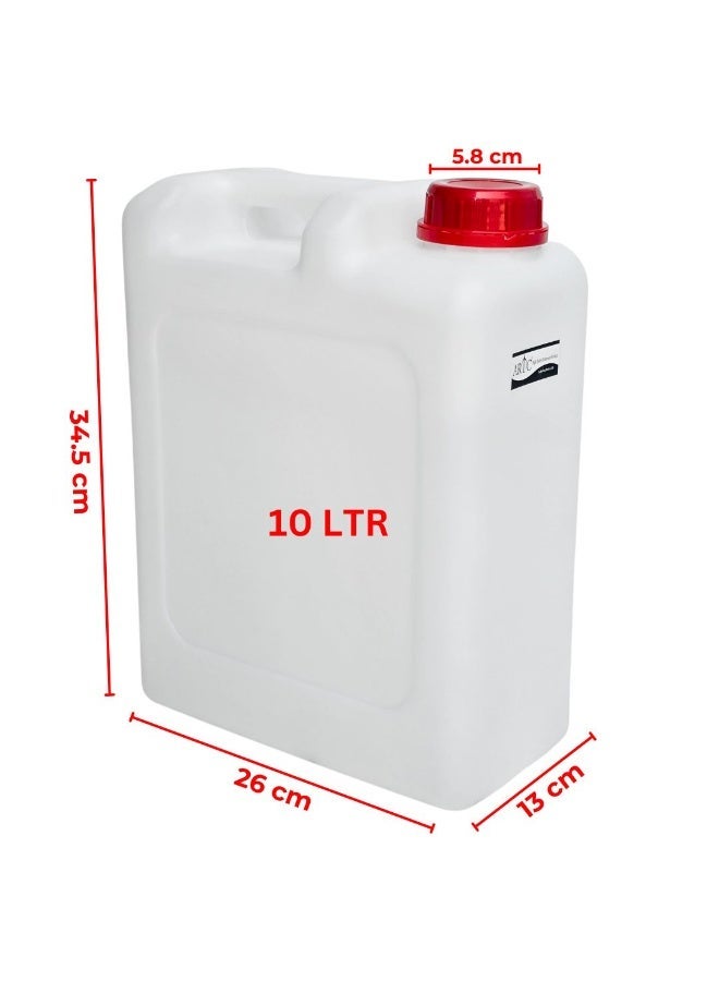 ARTC 10L Heavy Duty HDPE Plastic Jerrycan Bottle & Container | Double Lid Leak-Proof Transparent White For Water, Fuel, Oil & Liquid Storage | Multipurpose Food Grade & Chemical Safe for Industrial, Shipping, Camping, Home, Kitchen, Storage,  Outdoor and Indoor Use - Image 2