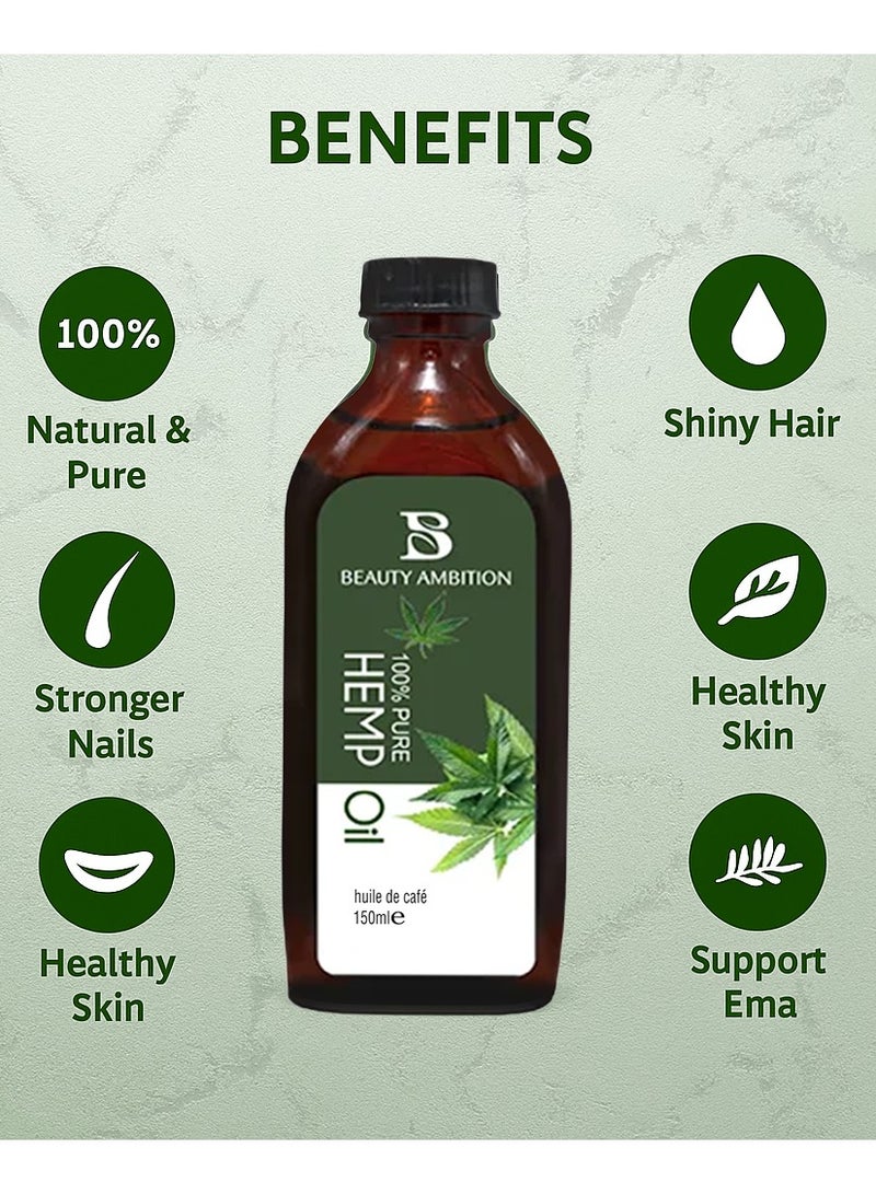 BEAUTY AMBITION Beauty Ambition, Hemp Oil for Hair Growth & Skin Treatment, 150ml  - Image 3