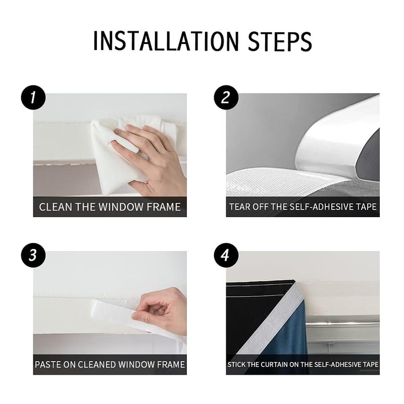 JILRON Adhesive Curtain 100% Blackout No-Drill Easy Install for Bedroom Blinds Light Blocking (Black-35 W x 59" L-1P) - Image 2