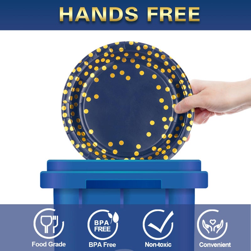 Boocikey 100PCS Blue and Gold Party Decorations 10 Inch Graduation Plates Blue Paper Plates and Napkins for Easter Birthday Wedding Bridal Shower Retirements Graduation Party  Serve 50 - Image 3