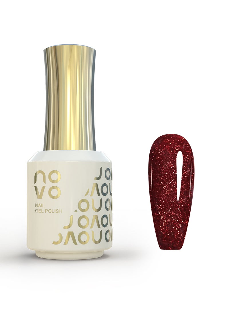 Novo Red Diamond Gel Nail Polish, Sparkly Soak Off UV Nail Lamp Gel Nail Art Design DIY at Home Salon for Women 15ml - Image 1