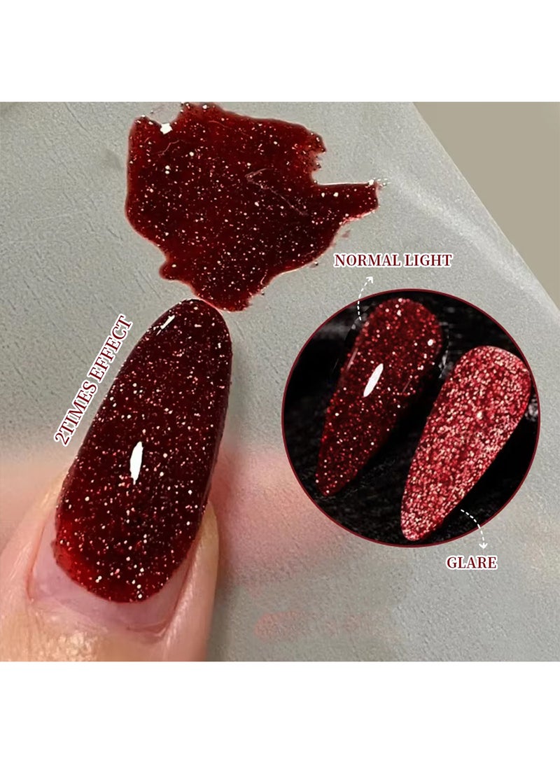 Novo Red Diamond Gel Nail Polish, Sparkly Soak Off UV Nail Lamp Gel Nail Art Design DIY at Home Salon for Women 15ml - Image 4