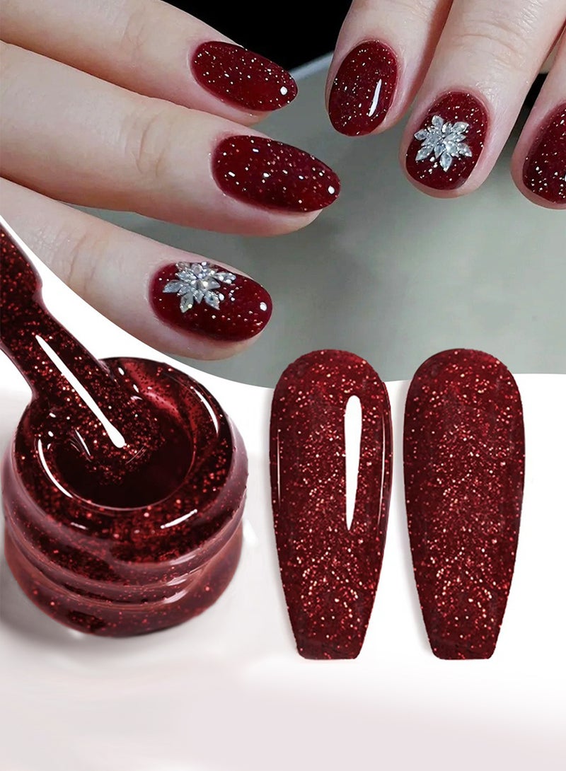 Novo Red Diamond Gel Nail Polish, Sparkly Soak Off UV Nail Lamp Gel Nail Art Design DIY at Home Salon for Women 15ml - Image 3