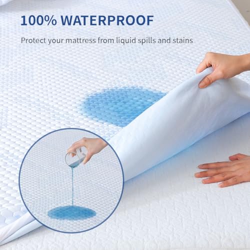 Flippeddream Cooling Queen Mattress Protector-100% Waterproof & Noiseless Rayon Fiber Mattress Cover (60" x 80") Size Bed Soft, Breathable, Guards Against Spills Matterss Pad - Pockets Up to 21″ - Image 3
