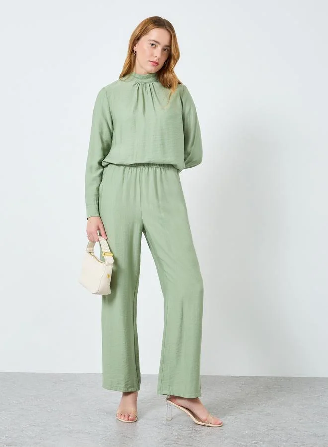 تايك تو Women Solid High Neck Top and Pants Co-Ords