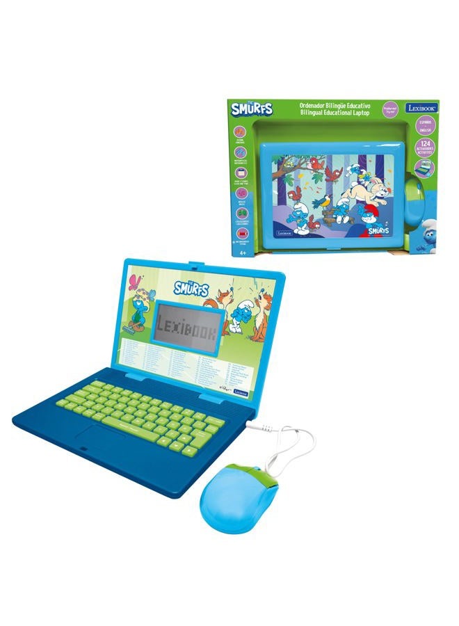 Lexibook , The Smurfs, Bilingual Spanish/English Educational Computer, Toy for Children with 124 Language, Writing, Maths, Logic, Music Activities and Games, Blue, JC598SFi2 - Image 1