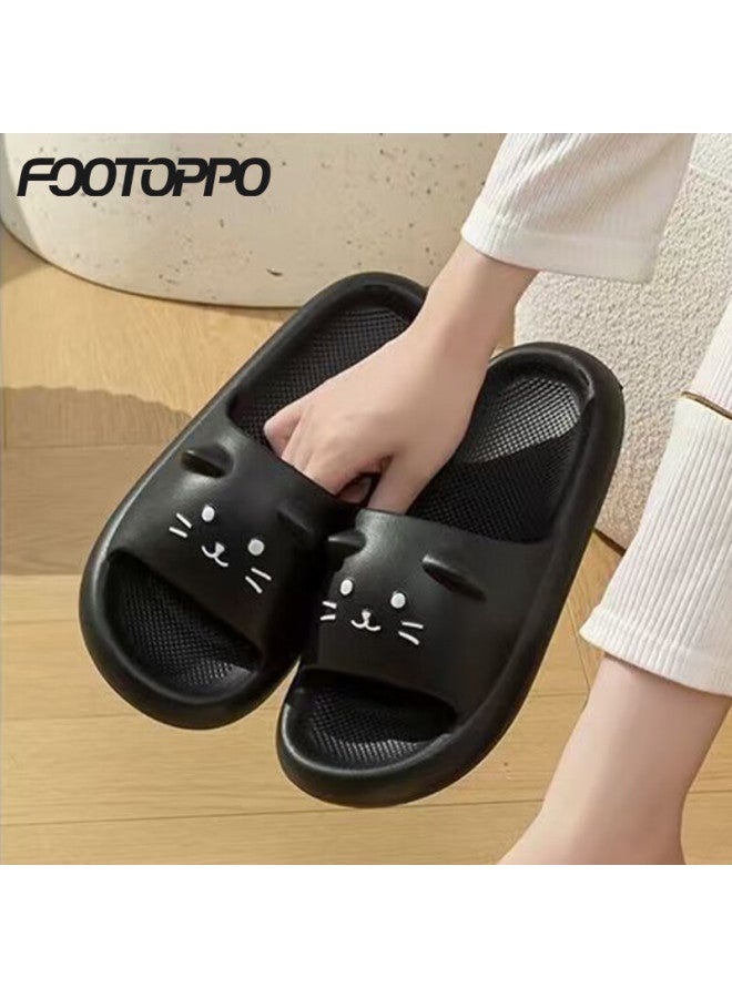 Footoppo Cartoon Kitten Summer Slippers For Women Cute Children's Bathroom Non-slip Soft Thick Sole Sandals - Image 1