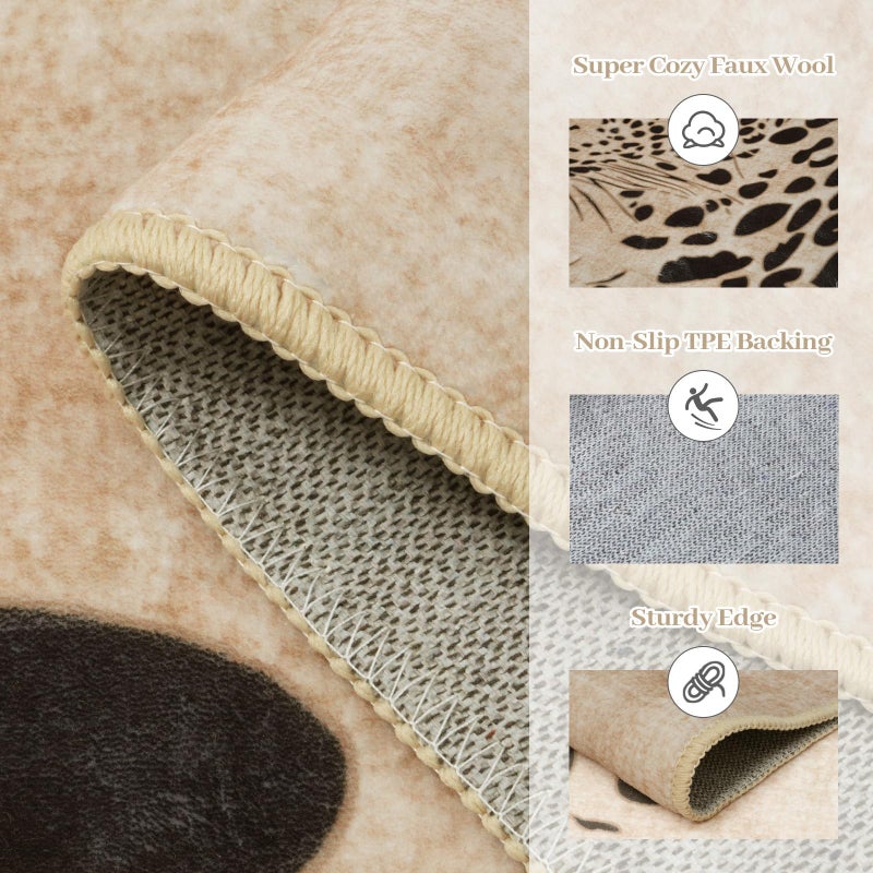 OJIA Leopard Print 5x7 Rugs for Living Room, Soft Ultra-Thin Washable Area Rugs for Bedroom Non-Slip Neutral Rug Non-Shedding Indoor Carpet Kids Rugs for Playroom Nursery Girls Boys Dorm Classroom - Image 2