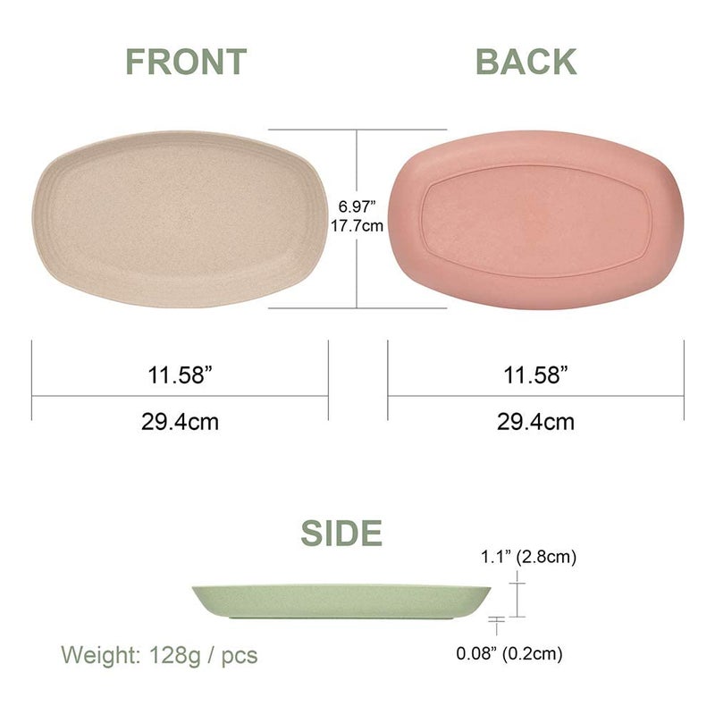 Nathgra 4 Pack Wheat Straw Plates 11 Inch Microwave Safe Lunch Dinner Plates Degradable Reusable EcoFriendly BPA Free Lightweight Plates - Image 3