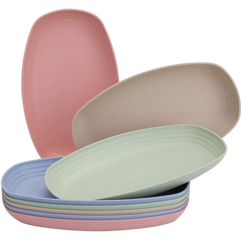 Nathgra 4 Pack Wheat Straw Plates 11 Inch Microwave Safe Lunch Dinner Plates Degradable Reusable EcoFriendly BPA Free Lightweight Plates - Image 1