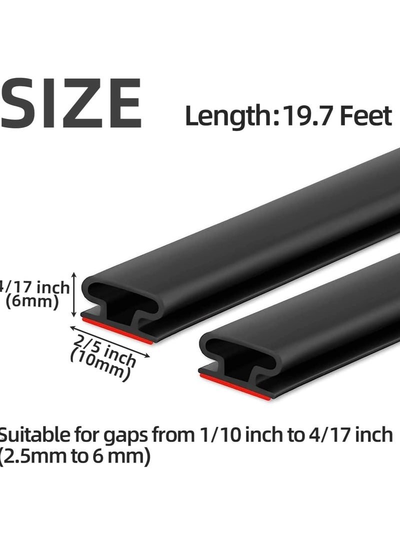 VIUAUAX شريط مانع لتسرب الماء للباب، شريط مانع لتسرب الماء للباب، شريط مطاطي أسود على شكل حرف D بطول 6 أمتار، شريط عازل للطقس من المطاط ذاتي اللصق، شرائط أبواب عازلة للصوت لإطار الباب والنوافذ (أسود) - Image 2