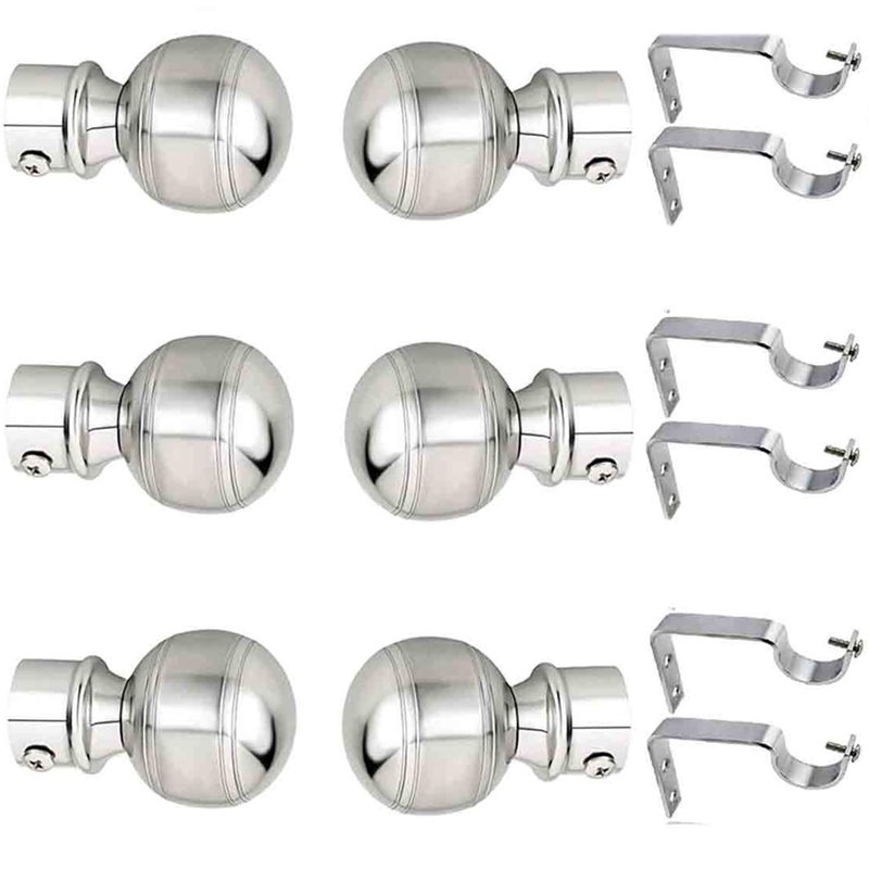 Arena Stainless Steel Curtain Bracket Set, Finials With Fitting Accessories, Rod Holder for Doors & Windows, 1 Inch Parda Rod Holder, Knobs for Windows 6 Pcs - Image 5