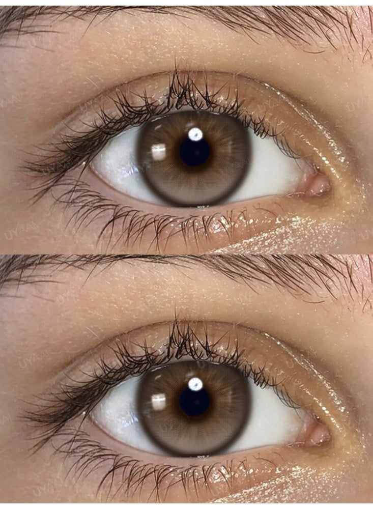 UYAAI Brown Lens Yearly Colored Contact Lenses, Unisex Cosmetic Contact Lenses, Natural Fashion Lenses, 42% Water - Image 3