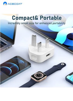 ACECOAT USB Plug UK,3 Pin USB Mains Wall Charger Adaptor Plugs Compact Old i Phone Charge Head 5V/1AMP/5W Charging for iPhone 11/11 Pro/10/Xs/XS Max/XR/X/8/7/6 Plus/5/5S/iPad,Samsung,MP3  - Image 5