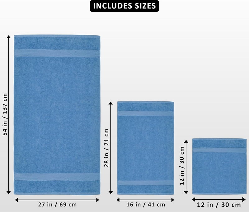 Utopia Towels 8 Piece Towel Set - 2 Bath Towels, 2 Hand Towels and 4 Washcloths Cotton Hotel Quality Super Soft and Highly Absorbent (Electric Blue) - Image 2