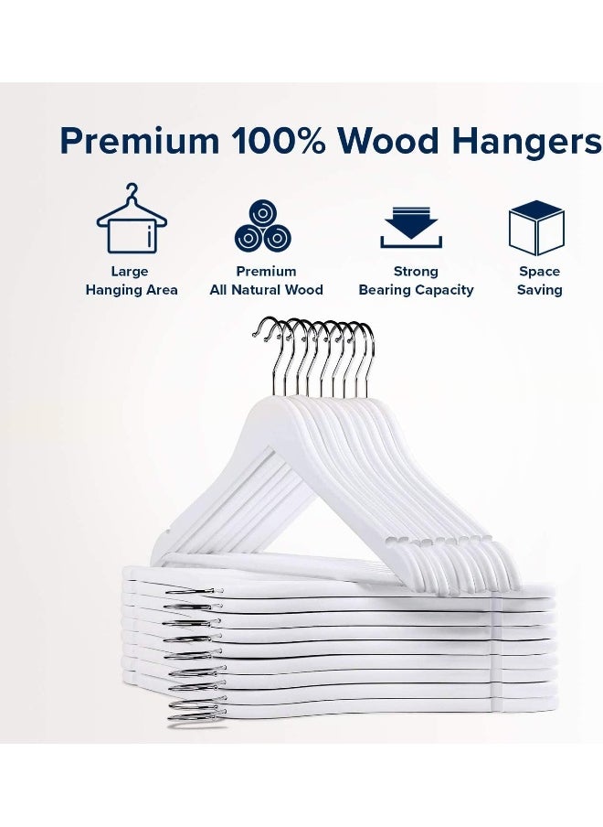 HOUSE DAY - HOUSE DAY Wooden Hanger 16 Pack Wooden Suit Hanger Non-Slip Cloth Hangers Wooden Clothes Hanger Smooth Finish Wooden Coat Hanger Premium Wooden Hangers for Clothes Dress Suit (White) - Image 1