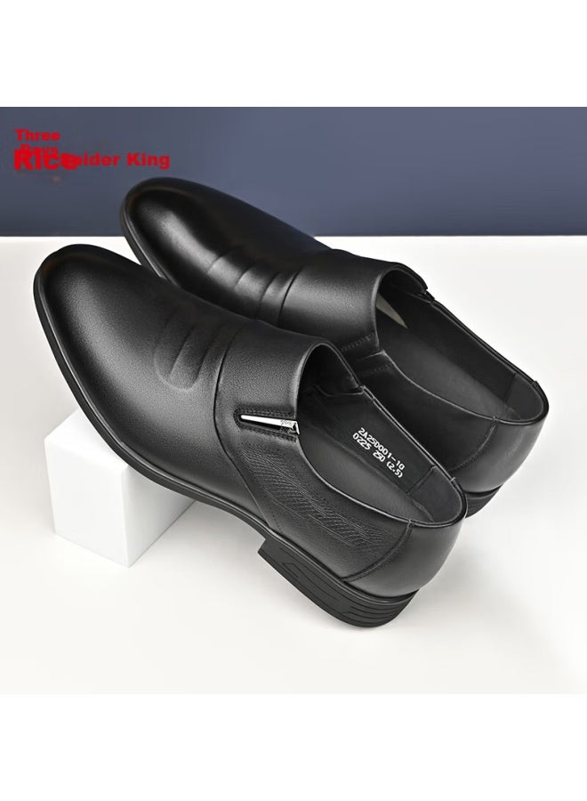 Spider King Men's Spring And Autumn Business Leather Shoes Men's Soft Leather Comfortable Dress Shoes Work Shoes Black Size 41