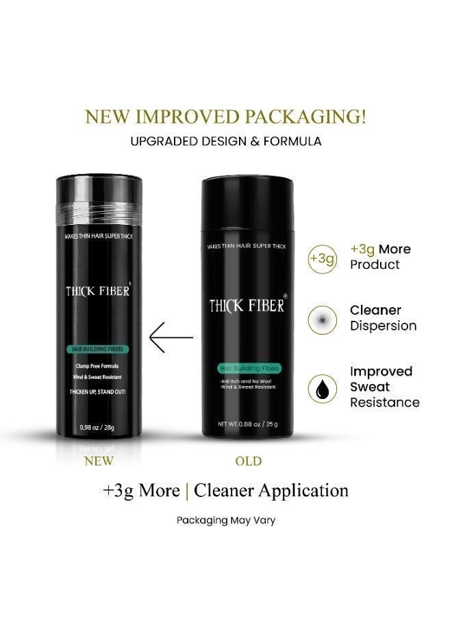 THICK FIBER Hair Fibers for Thinning Hair & Bald spots (BLACK) - 25g Bottle - Conceals Hair Loss in Seconds - Hair Powder for Women & Men - Image 2