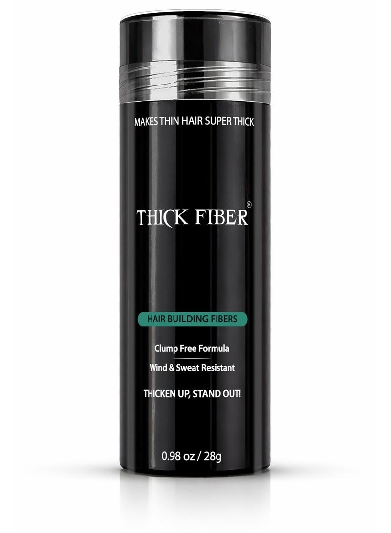THICK FIBER Hair Fibers for Thinning Hair & Bald spots (BLACK) - 25g Bottle - Conceals Hair Loss in Seconds - Hair Powder for Women & Men - Image 1