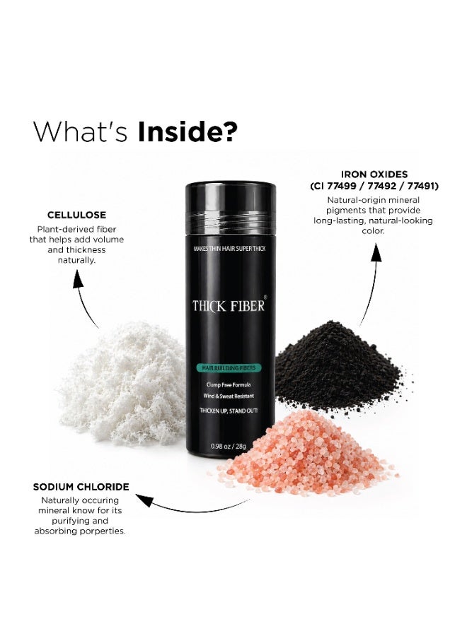 THICK FIBER Hair Fibers for Thinning Hair & Bald spots (BLACK) - 25g Bottle - Conceals Hair Loss in Seconds - Hair Powder for Women & Men - Image 5
