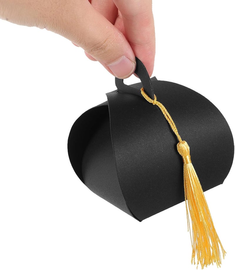 BUTIFULSIC 50pcs Black Graduation Cap Party Favor Boxes with Tassel, Decorative Candy Containers for Graduation Party and Treat Packaging - Image 4