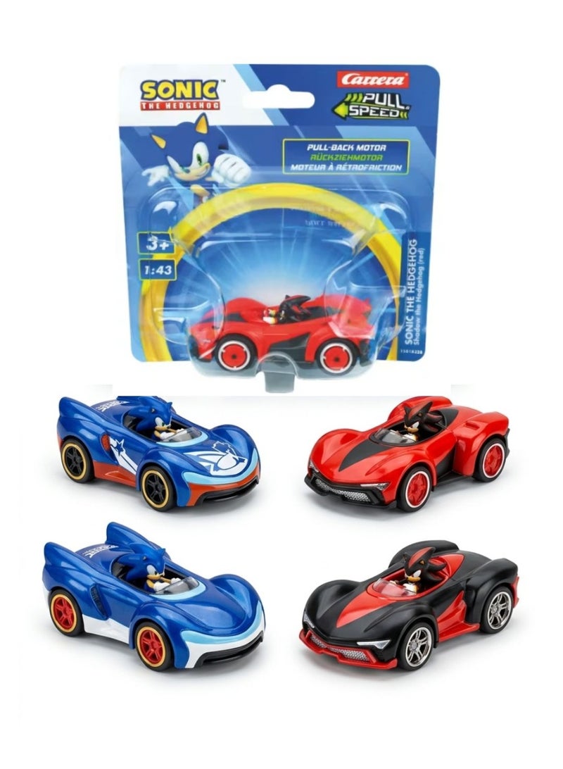 كاريرا Carrera Sonic The Hedgehog Pull Back Toy Cars Assortment, 1:43 Scale Friction Car - Styles Vary (1 Pc) - Image 1