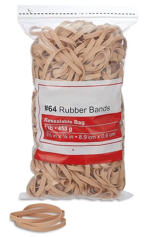 1InTheOffice Rubber Bands Size 64, Quality Multi-Purpose Rubber Bands, 1 lb (380 Bands Per Bag) - Image 1