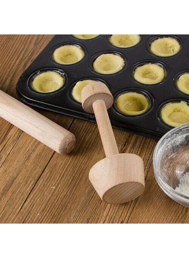 لي يينج قالب خشبي لعجن المعجنات مزدوج الوجه بني 14.5سم - Image 4